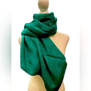 Vintage Dynasty Silk Floral Jacquard Scarf in emerald green.